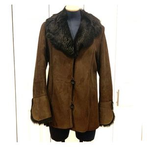 Suede shearing fur coat